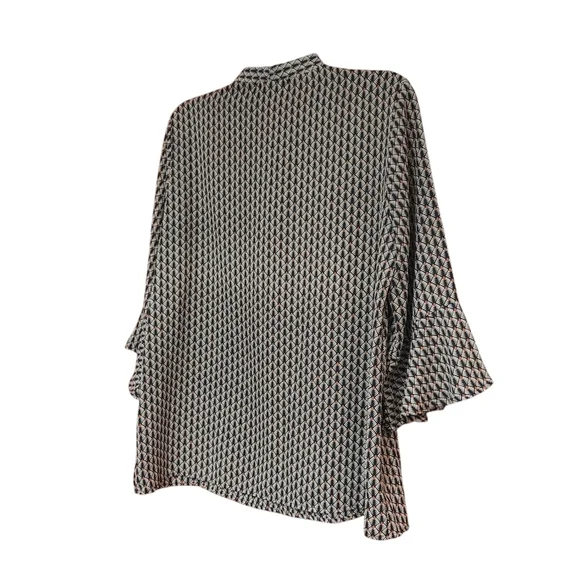 EUC Les Amis Black and Brown Patterned Blouse Size M - Picture 2 of 7